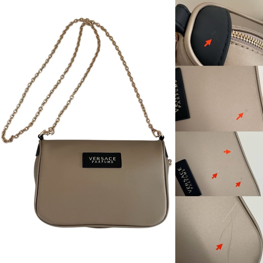 Versace Parfums Soft Champagne Gold Chain Strap Crossbody Women's Bag - Picture 13 of 13